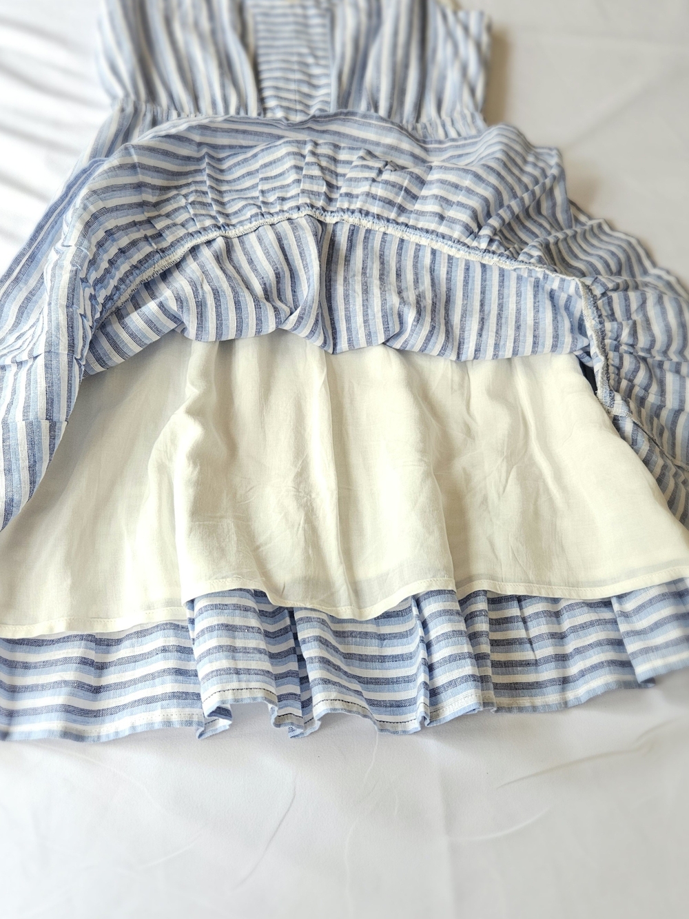 Draper James RSVP Striped Linen Blend Ruffle Hem Sleeveless Dress Size S - Picture 9 of 13